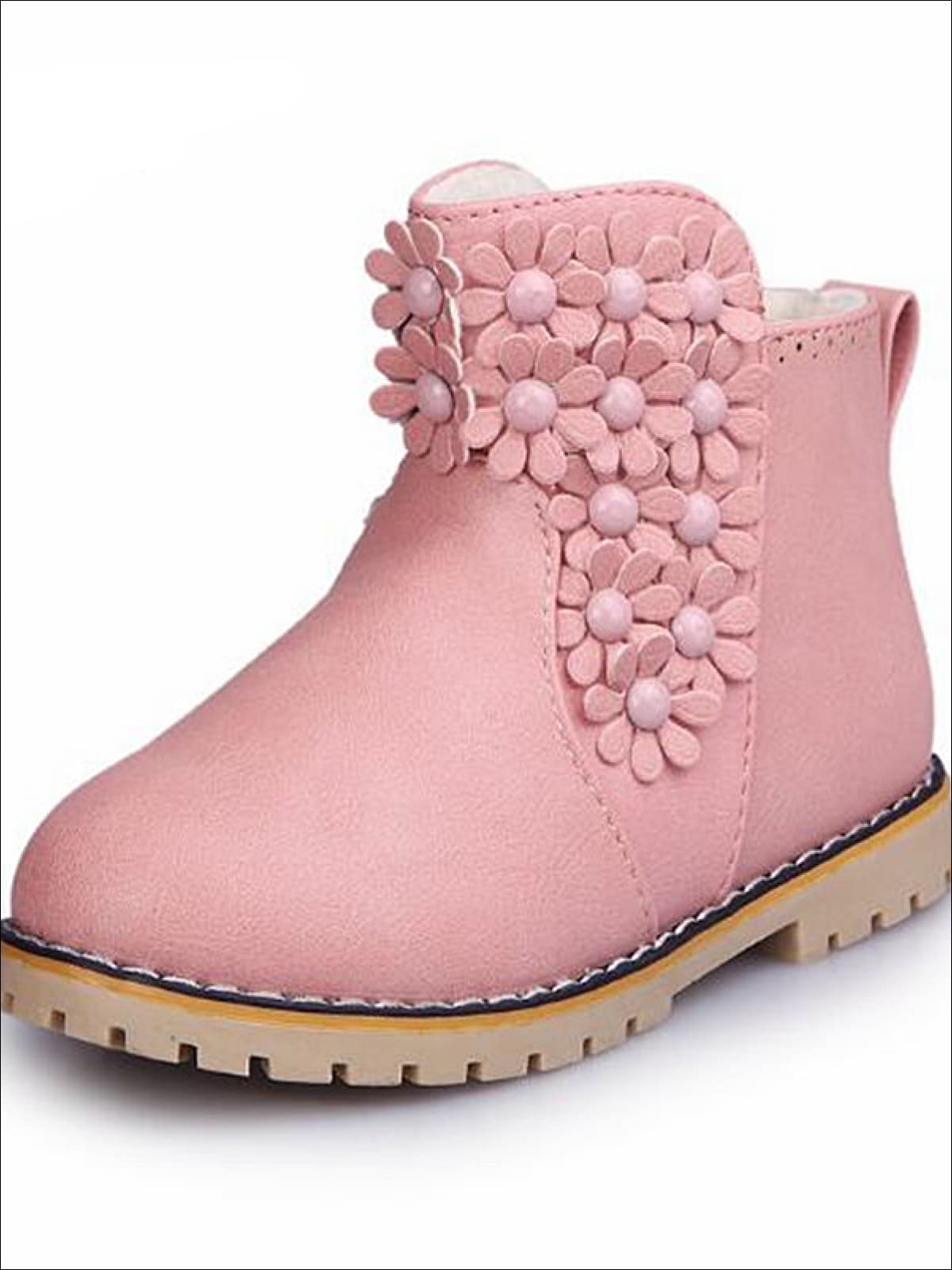 Girls Floral Applique Ankle Booties - Girls Boots
