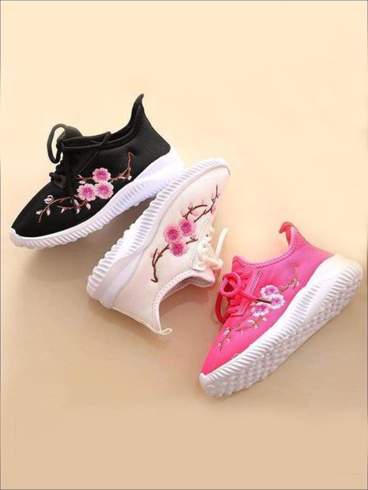Girls Floral Embroidered Sneakers By Liv and Mia