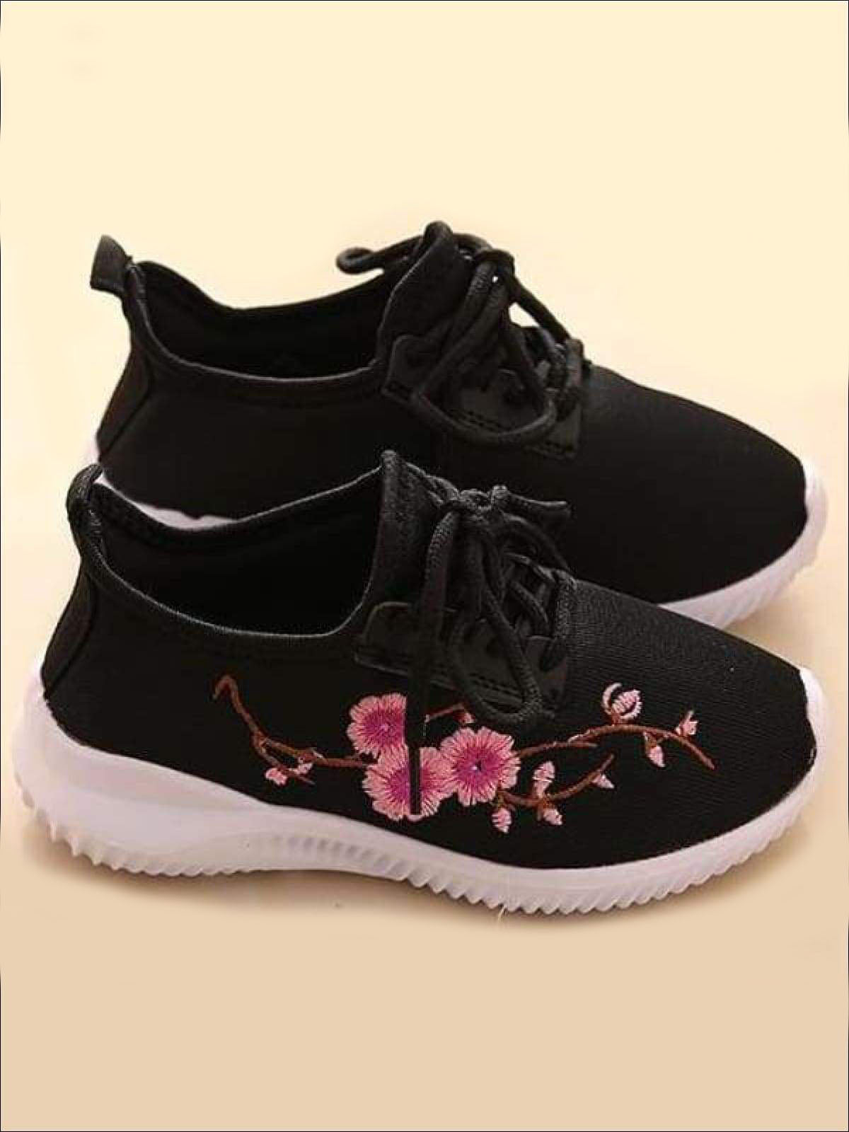 Girls Floral Embroidered Sneakers By Liv and Mia