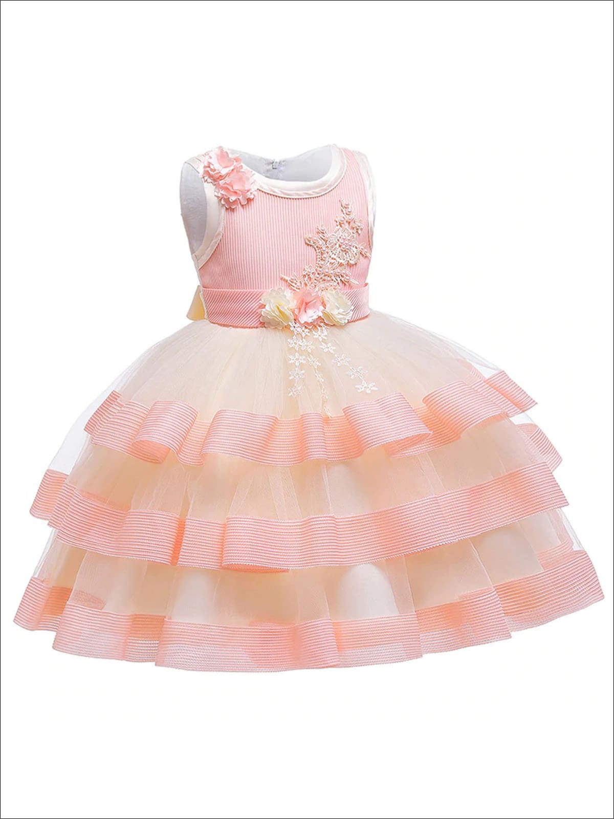 Little Girls Party Dresses | Floral Embroidered Tiered Princess Dress