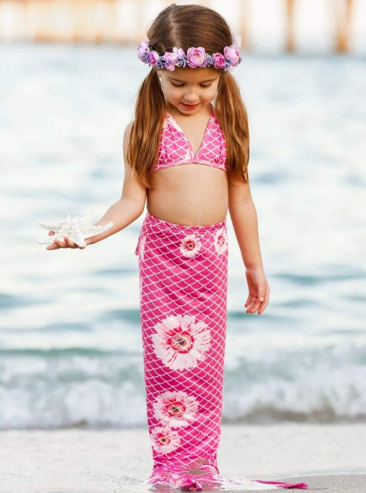 Kids Swimsuits | Little Girls Mermaid Bikini & Skirt Mermaid Tail Set