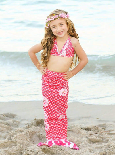 Kids Swimsuits | Little Girls Mermaid Bikini & Skirt Mermaid Tail Set