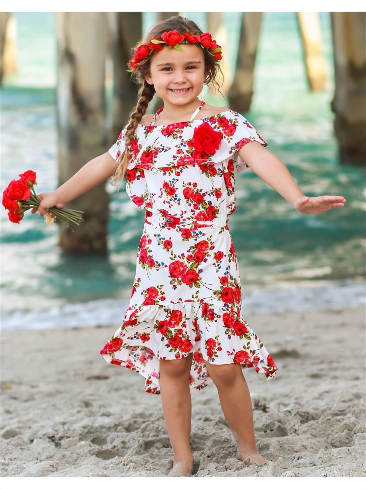 Toddler Spring Clothes | Girls Halter Ruffle Bib Top & Hi-Lo Skirt Set