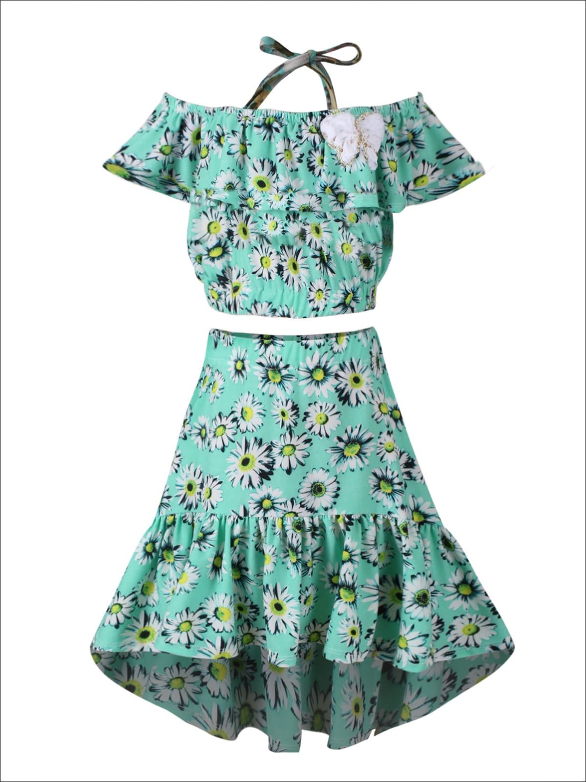 Toddler Spring Clothes | Girls Halter Ruffle Bib Top And Hi-Lo Skirt ...