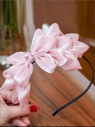 Girls Floral Ribbon Headband - Pink - Hair Accessories
