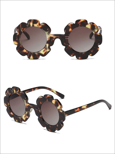 Girls Flower Framed Sunglasses - Leopard - Girls Accessories