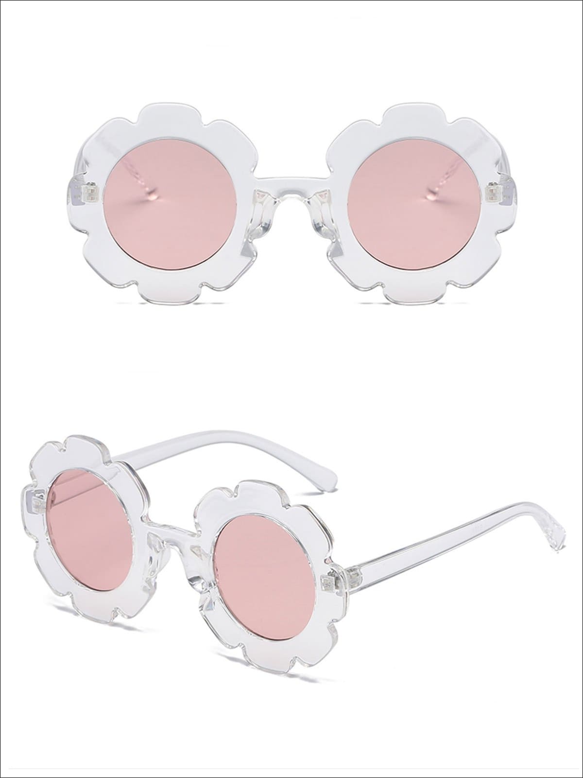 Girls Flower Framed Sunglasses - Pink - Girls Accessories