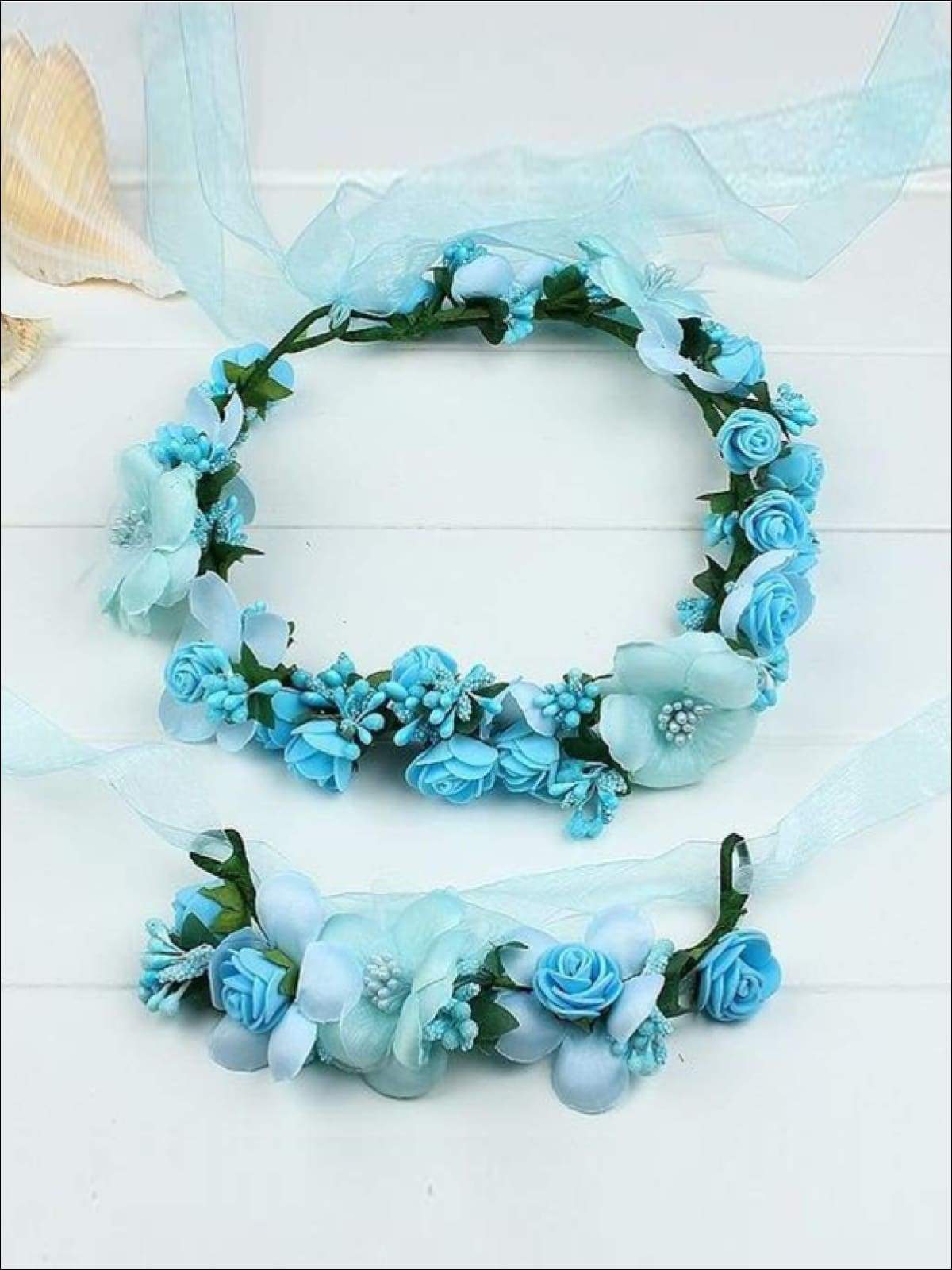 Girls Flower Halo Set - Blue / One - Flower Halo