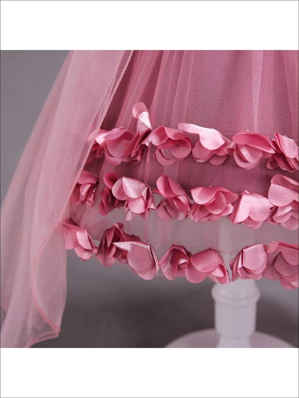 Girls Flower Petals Tulle Tutu Special Occassion Dress - Girls Fall Dressy Dress
