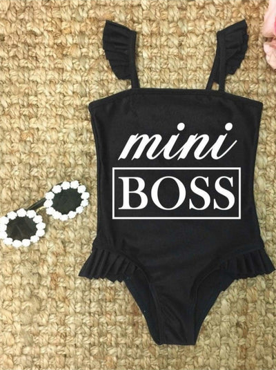 Girls Cute Swimsuits | Mini Boss One Piece Swimsuit - Mia Belle Girls