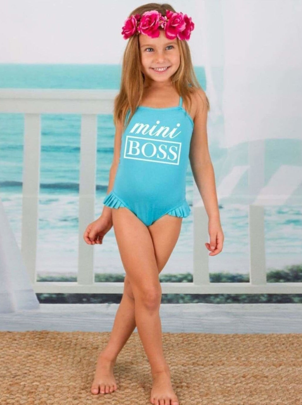 Girls Cute Swimsuits | Mini Boss One Piece Swimsuit - Mia Belle Girls