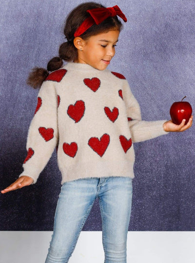 Kids Sweaters & Cardigans | Fuzzy Heart Sweater | Mia Belle Girls
