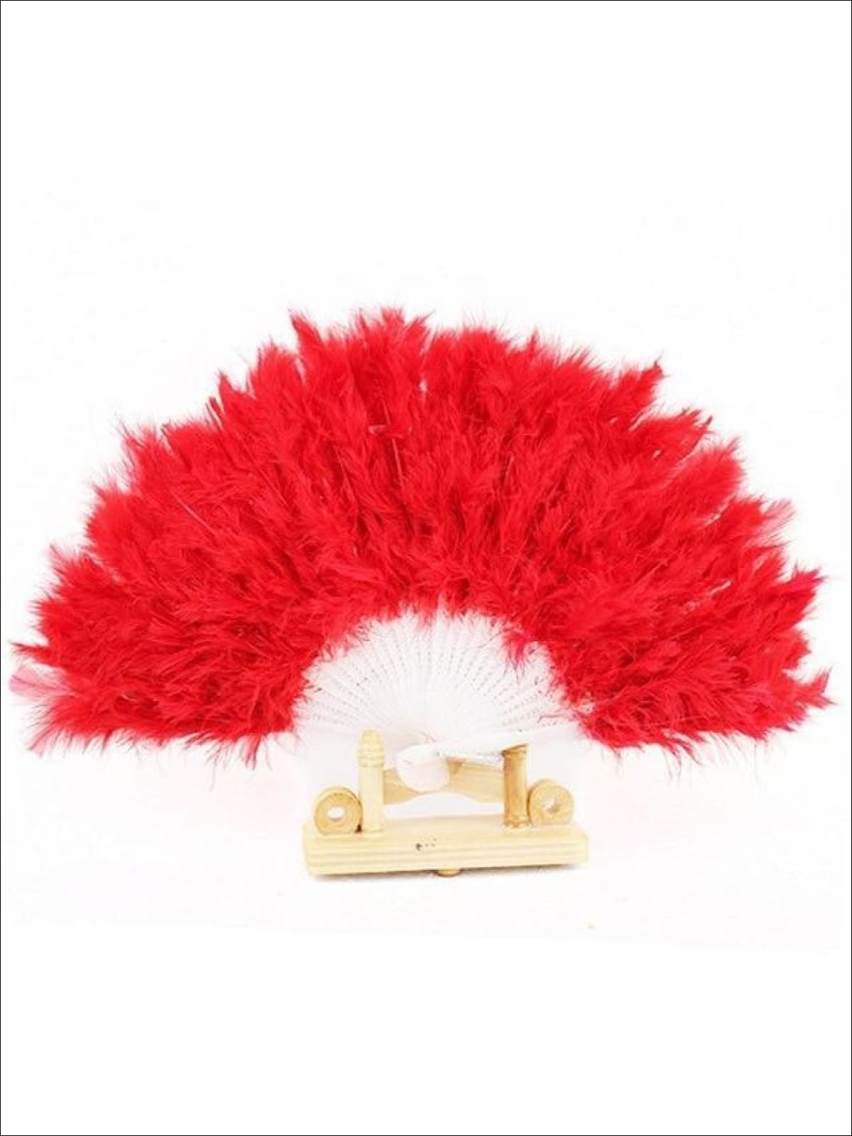 Girls Glamorous Vintage Style Feather Fan ( Multiple Color Options) - Red - Girls Halloween Costume
