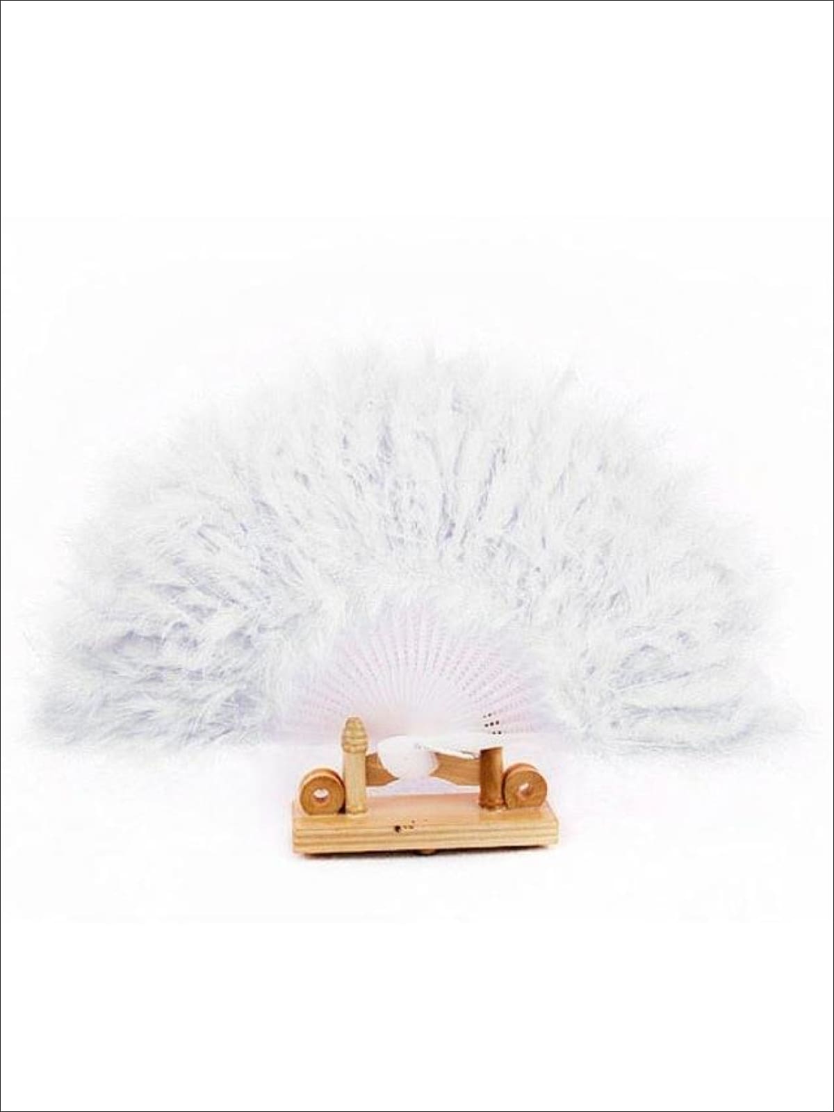 Girls Glamorous Vintage Style Feather Fan ( Multiple Color Options) - White - Girls Halloween Costume