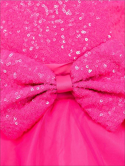 Girls Glitter and Tulle Princess Holiday Dress With Scalloped Hem - Girls Fall Dressy Dress