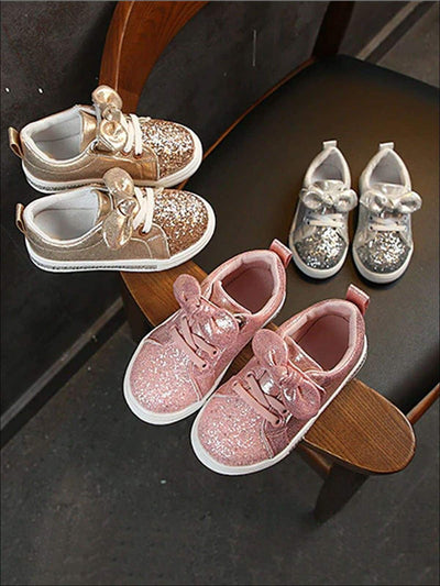 Girls Glitter Bow Princess Sneakers - Gold / 5.5 - Girls Sneakers