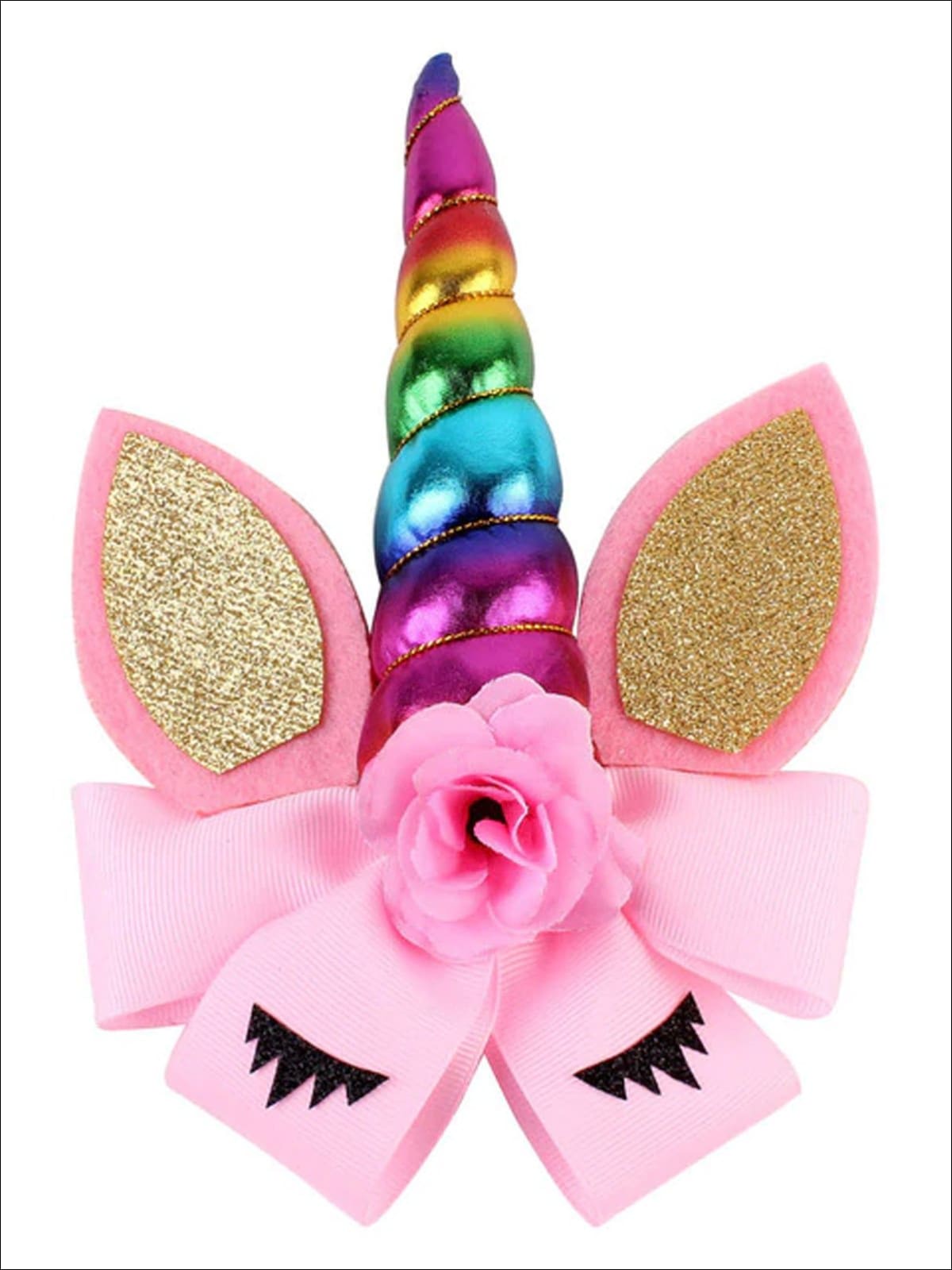 Girls Glitter Cat Ear Unicorn Hair Bow - Multicolor - Hair Accessories