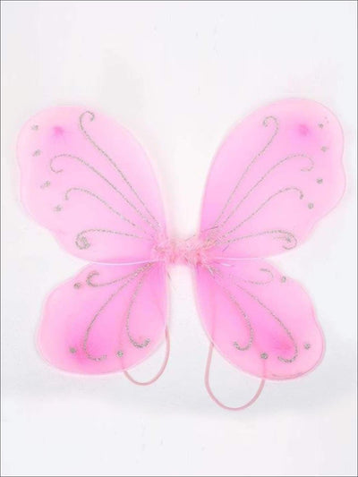 Girls Glitter Fairy Butterfly Wings ( Multiple Color Options) - Pink - Girls Halloween Costume
