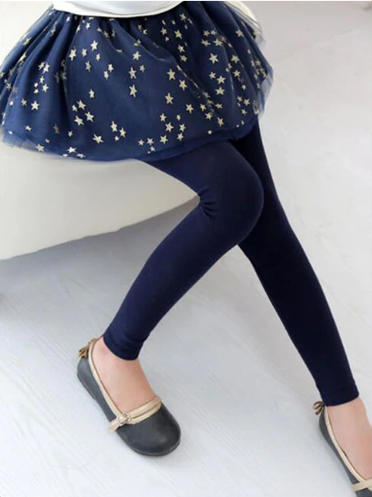 Girls Glitter Star Applique Tutu Skirt Leggings - Blue / 4T - Girls Leggings