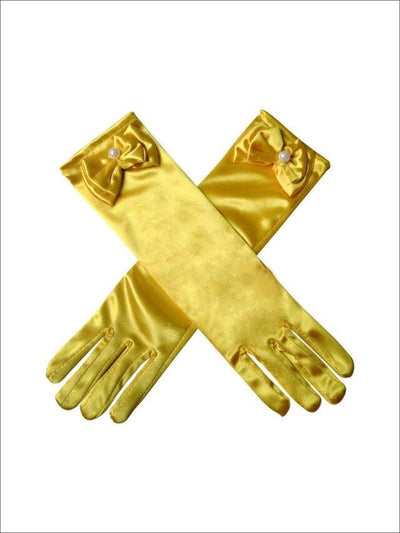 Kids Halloween Accessories | Gold Dress Up Gloves | Mia Belle Girls