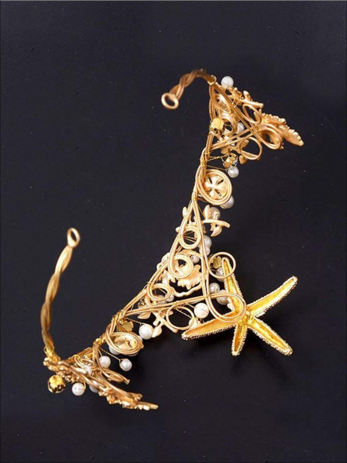Girls Gold Starfish Pearl Crown - Hair Accessories
