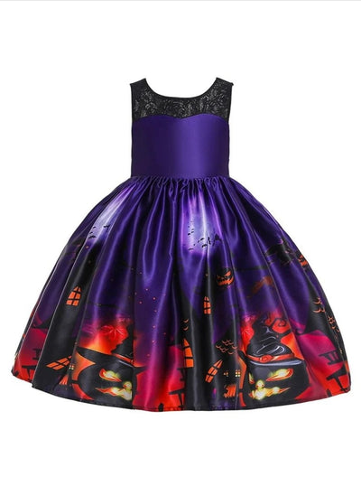 Girls Halloween Fancy Witches Pumpkins and Ghosts Gown - Multicolor / 4T - Girls Halloween Dress