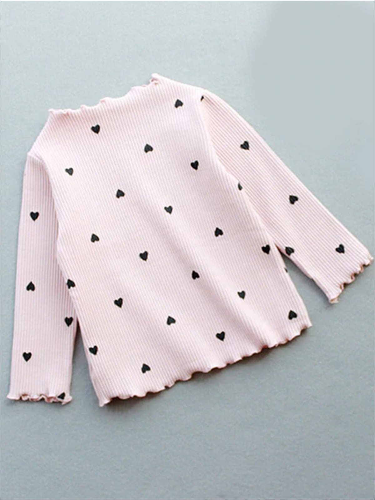 Girls Clothing Sale | Toddler Heart Polka Dot Lettuce Ruffle Sweater