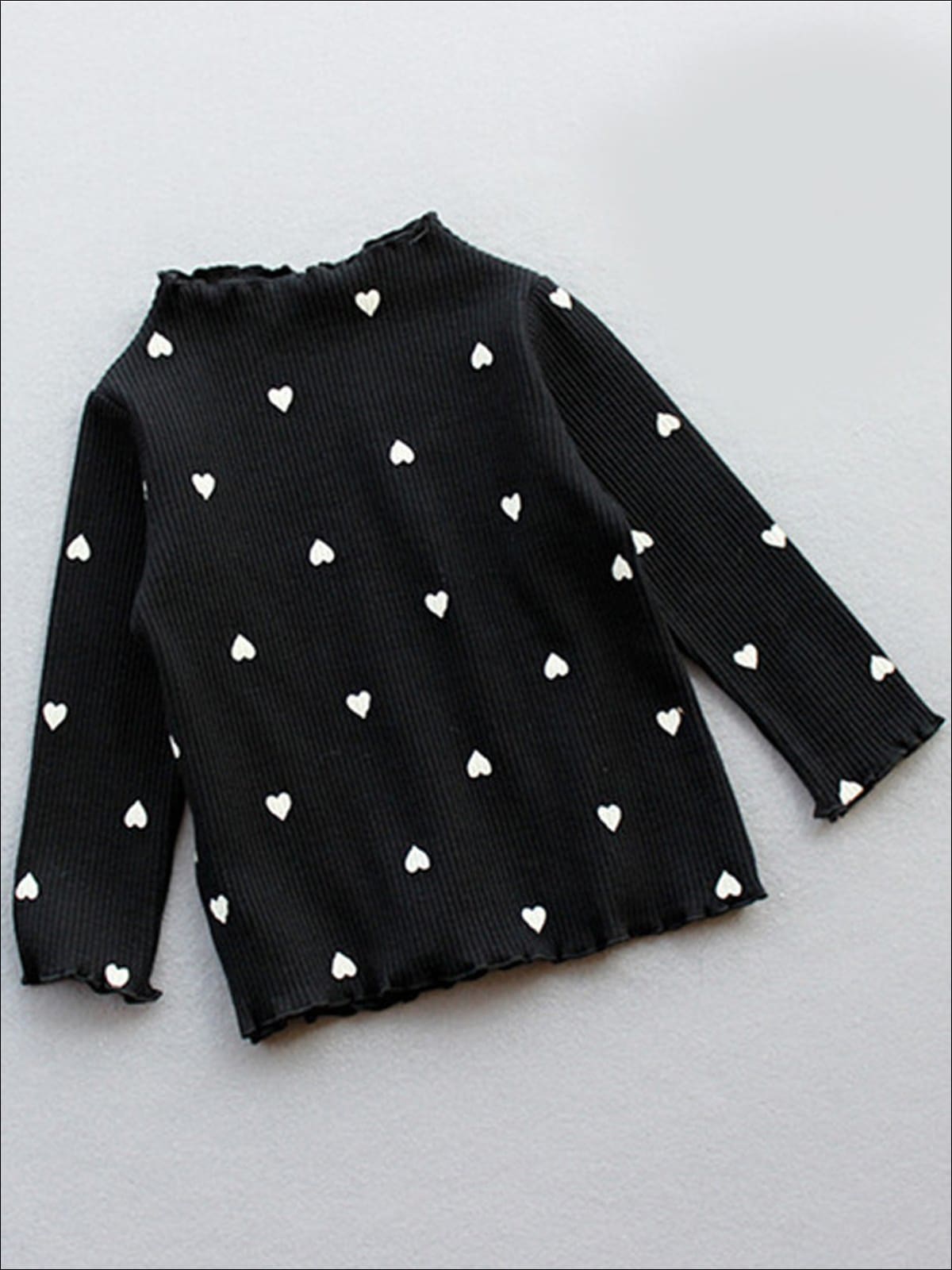 Girls Clothing Sale | Toddler Heart Polka Dot Lettuce Ruffle Sweater