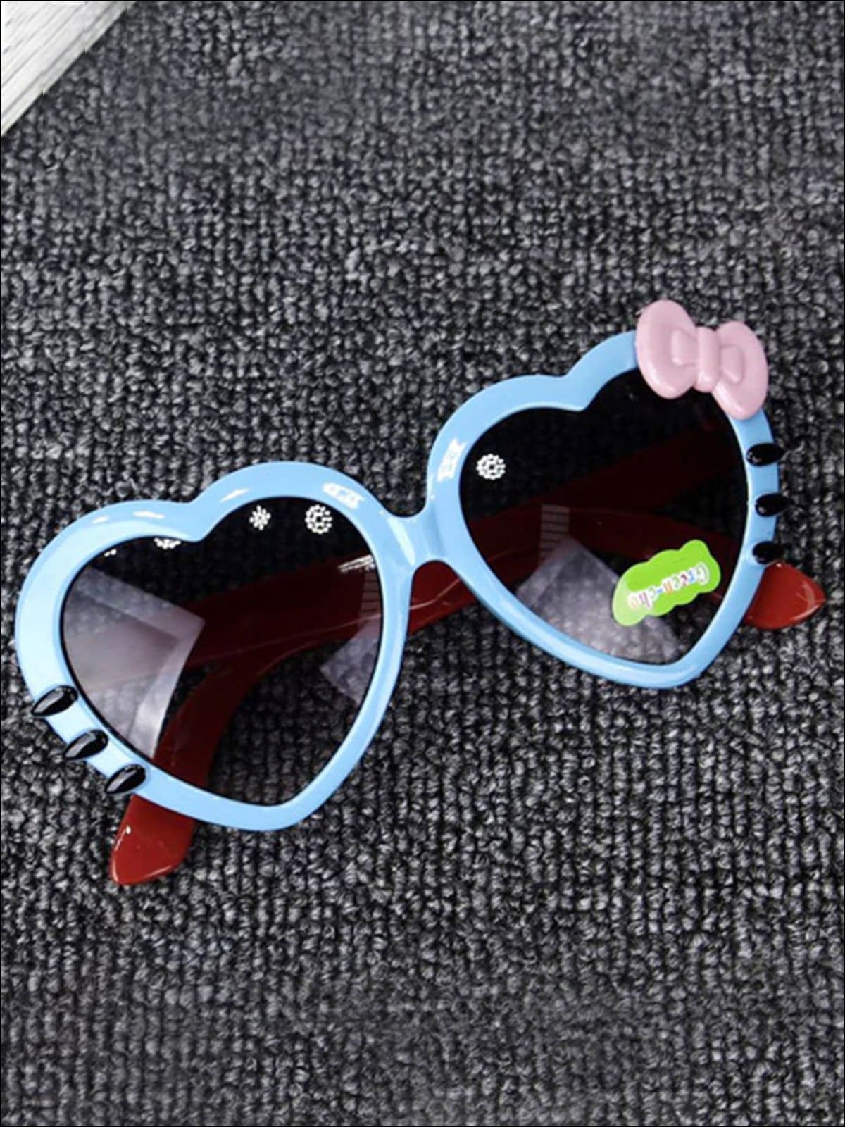 Girls Heart Shaped Sunglasses With Bow - Blue - Girls Accessories