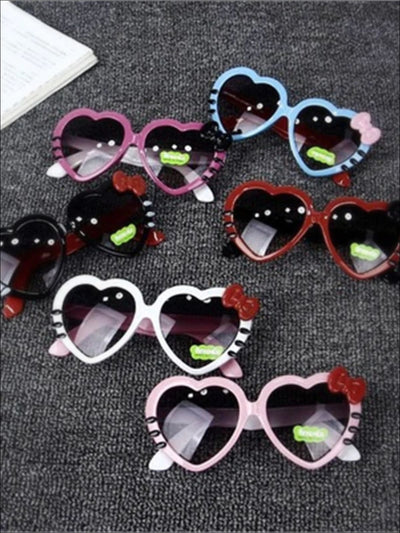 Girls Heart Shaped Sunglasses With Bow - Girls Accessories