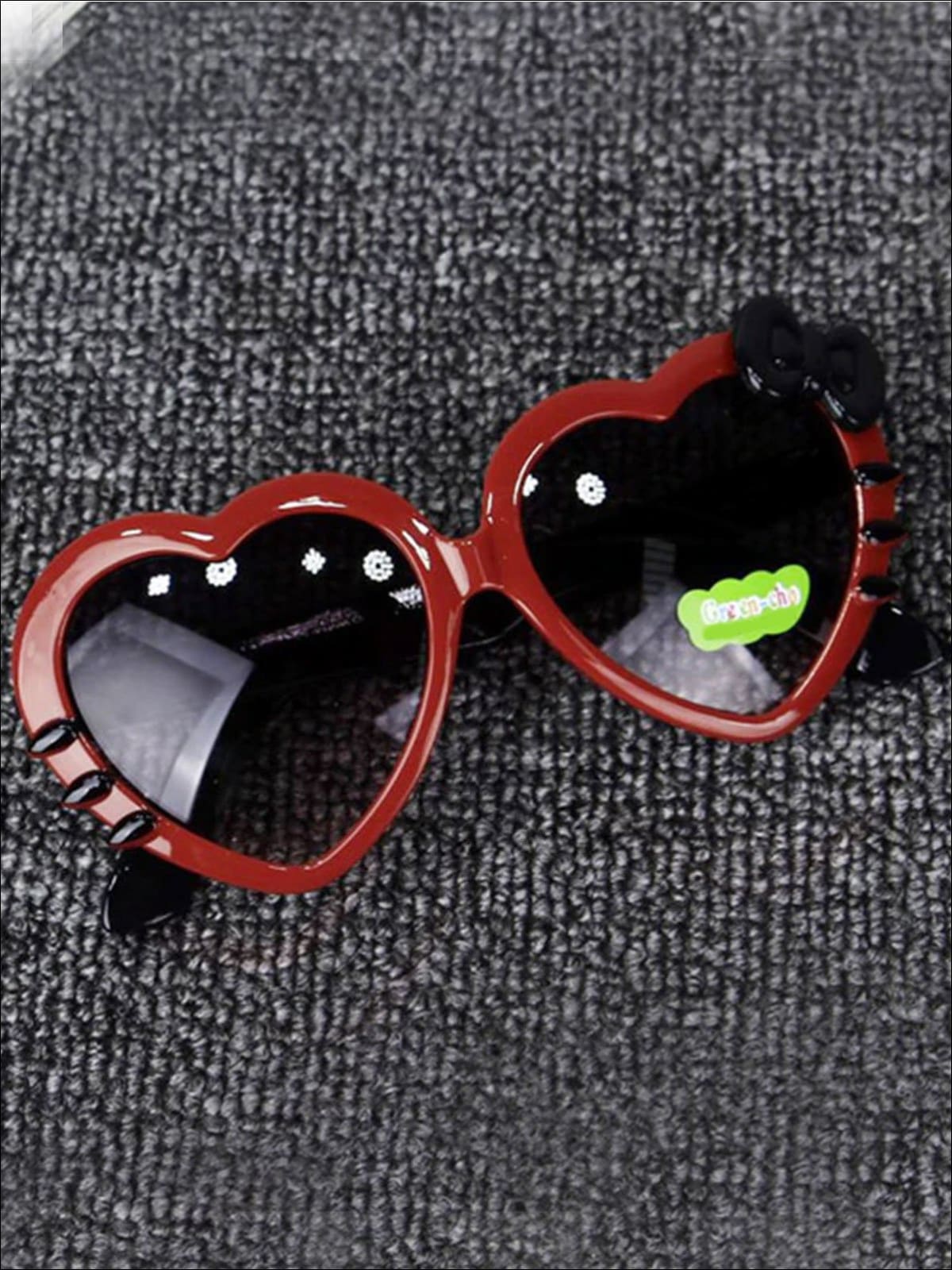 Girls Heart Shaped Sunglasses With Bow - Red - Girls Accessories