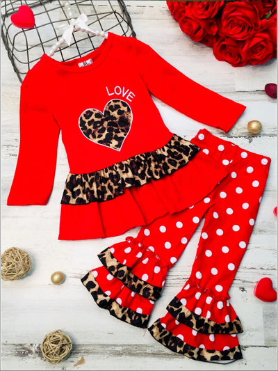 Valentine's Day Outfit | Peplum Tunic & Ruffled Polka Dot Legging Set