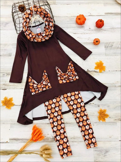 Toddler Fall Outfits | Girls Slouch Pocket Tunic, Legging & Scarf Set