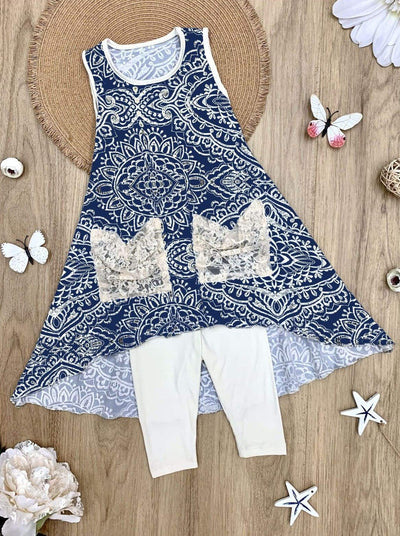 Toddler Spring Outfits | Girls Hi-Lo Pocket Tunic & Capris Legging Set