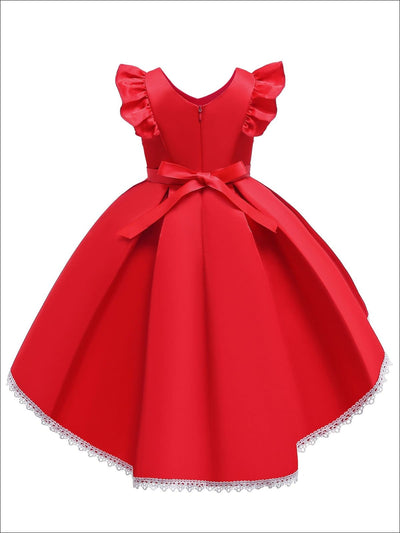 Girls Hi-Low Ball Gown Style Princess Holiday Dress With Sequins - Girls Fall Dressy Dress