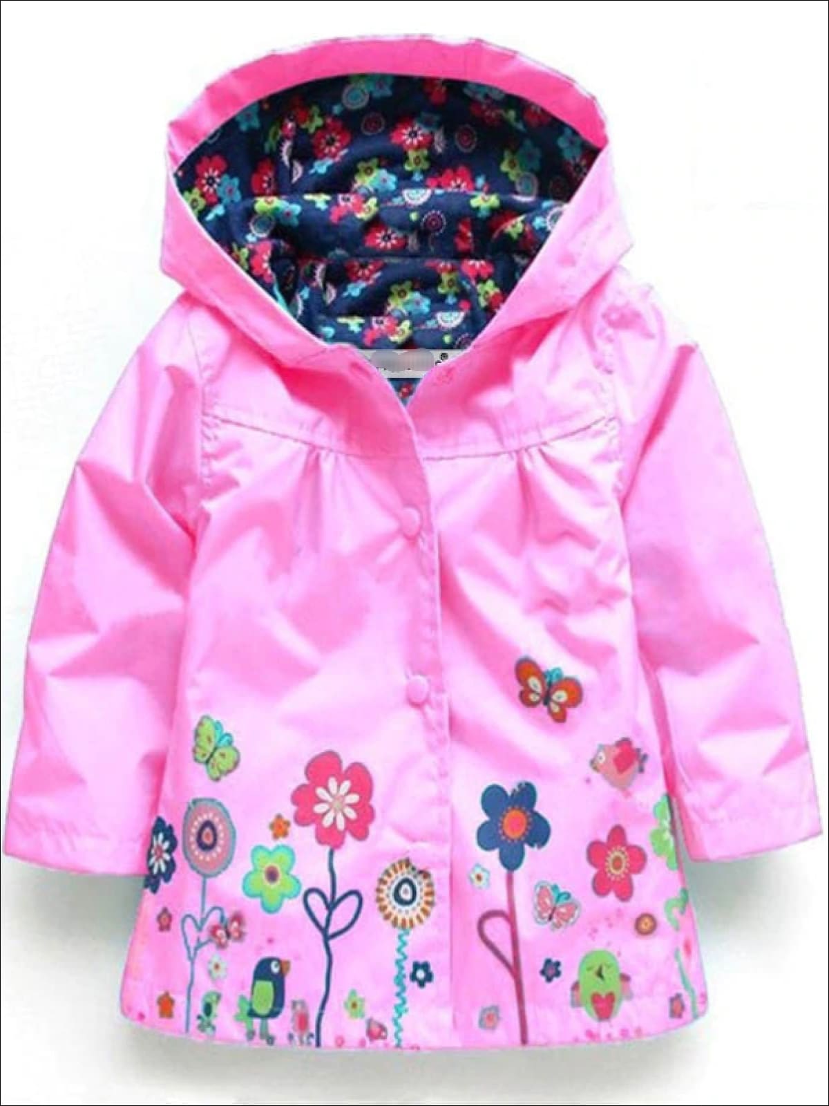 Girls Hooded Floral Print Raincoat – Mia Belle Girls