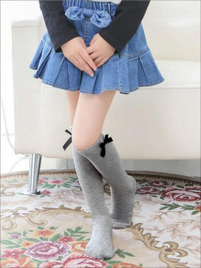 Girls Knee High Butterfly Socks - Grey / 1 - Girls Accessories