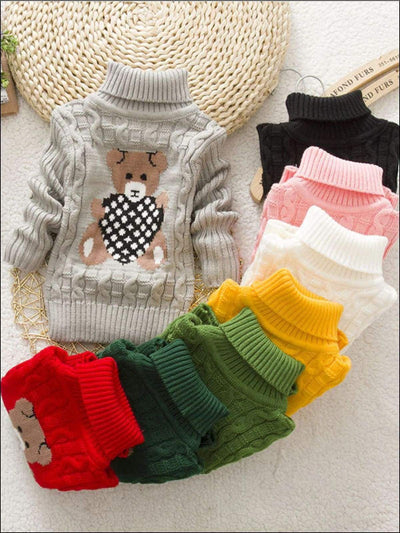 Sweaters & Cardigans | Knit Bear Turtleneck Sweater | Mia Belle Girls