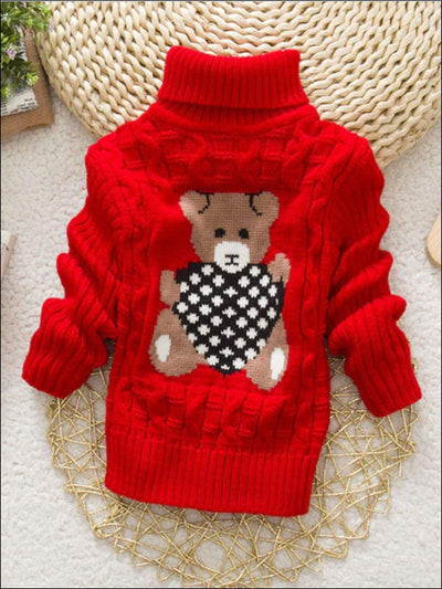 Sweaters & Cardigans | Knit Bear Turtleneck Sweater | Mia Belle Girls