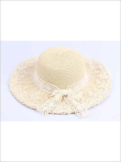 Girls Lace Brim Straw Hat - Cream - Girls Hats