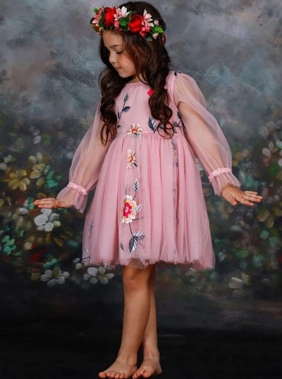 Girls Lace Chiffon Flower Dress - Girls Spring Dressy Dress