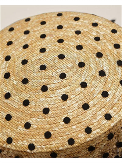 Girls Lace Dotted Mesh Straw Hat - Girls Hats