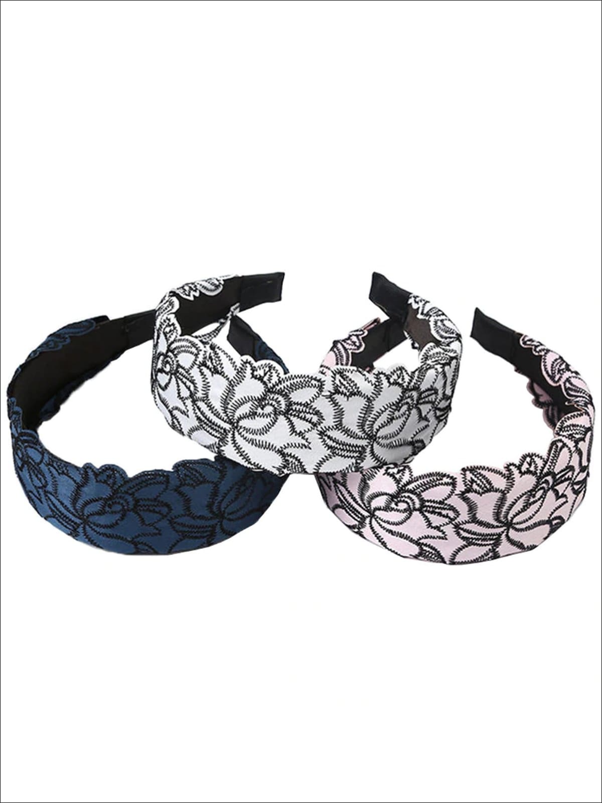 Girls Lace Embroidery Wide Headband - Hair Accessories