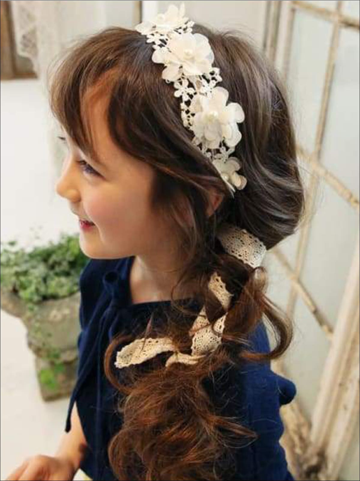 Kids Flower Lace Headband | Girls Hair Accessories - Mia Belle Girls