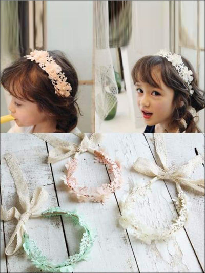 Kids Flower Lace Headband | Girls Hair Accessories - Mia Belle Girls