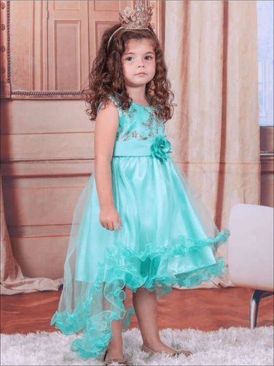 Girls Formal Dresses | Sleeveless Hi-Lo Ruffle Tulle Holiday Dress