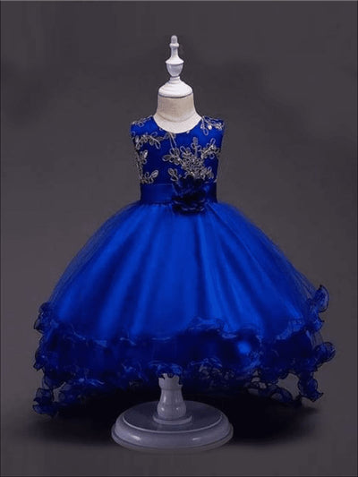 Girls Formal Dresses | Sleeveless Hi-Lo Ruffle Tulle Holiday Dress