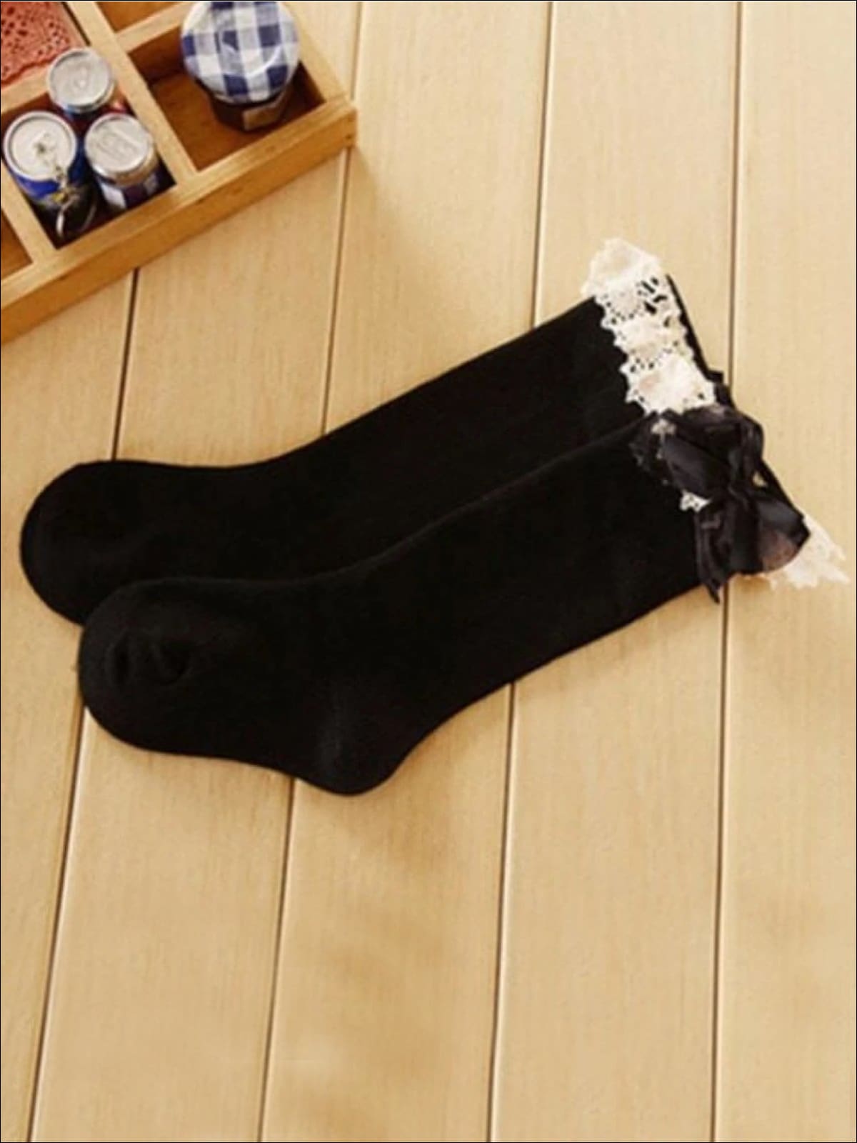Girls Lace Knee Socks (6 color options) - Black / M - Girls Accessories