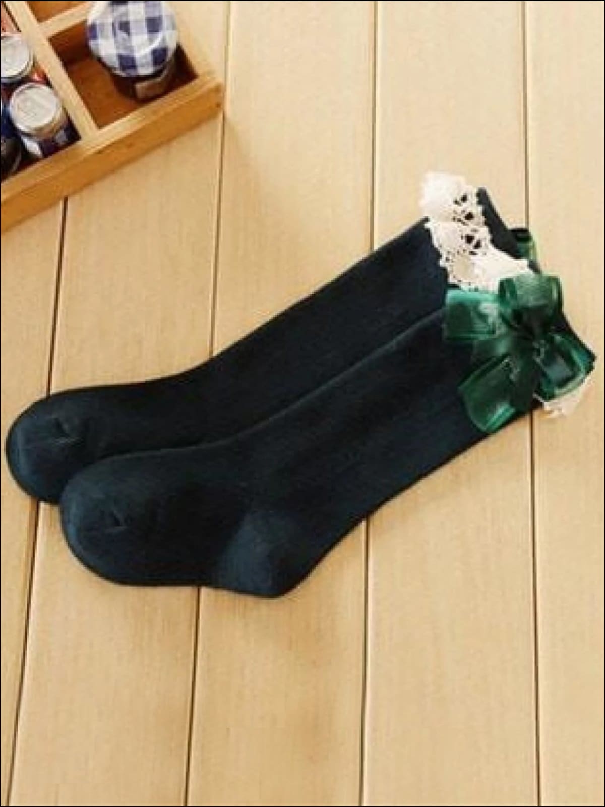 Girls Lace Knee Socks (6 color options) - Green / M - Girls Accessories