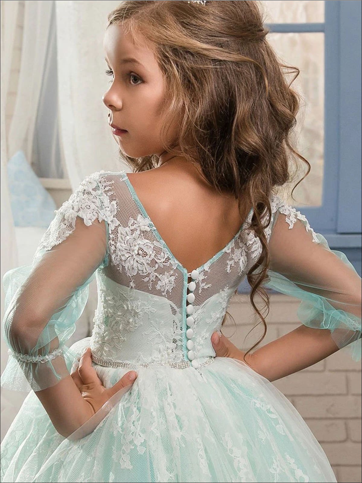 Girls Special Occasion Dress | Lace Embellished Communion Gown